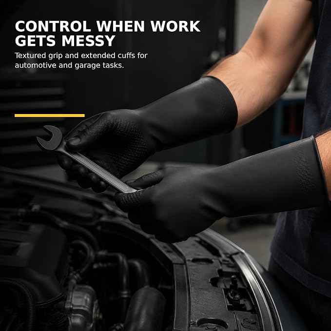 Heavy Duty Chemical Resistant Rubber Gloves - Image 4
