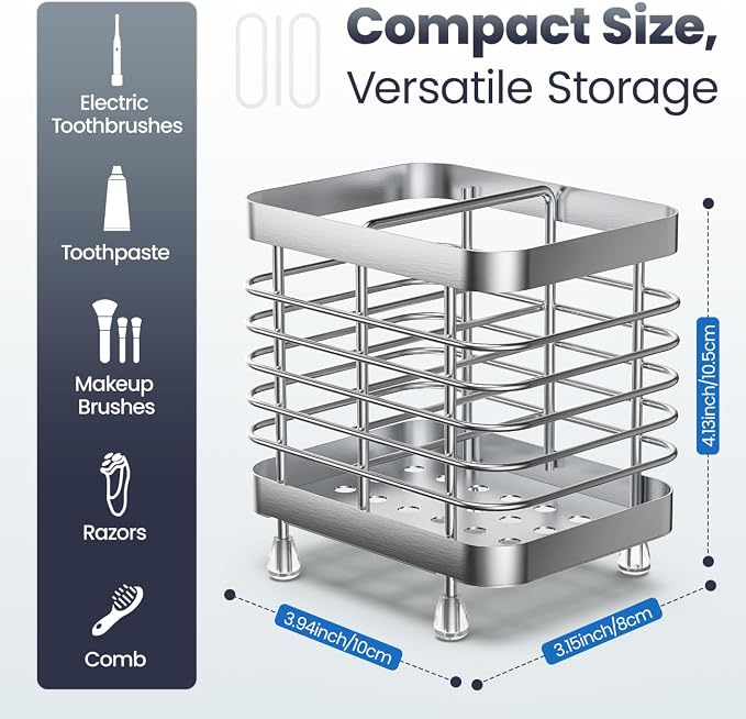 Luxspire Toothbrush Holders for Bathroom, Stainless Steel, 2 Slots, Toothbrush - Image 3