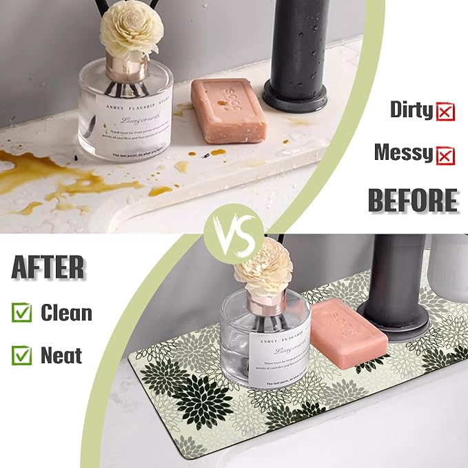 Sink Faucet Absorbing Mat, 2 Pack Drying Mat Around Faucet Sink Splash Guard - Image 5