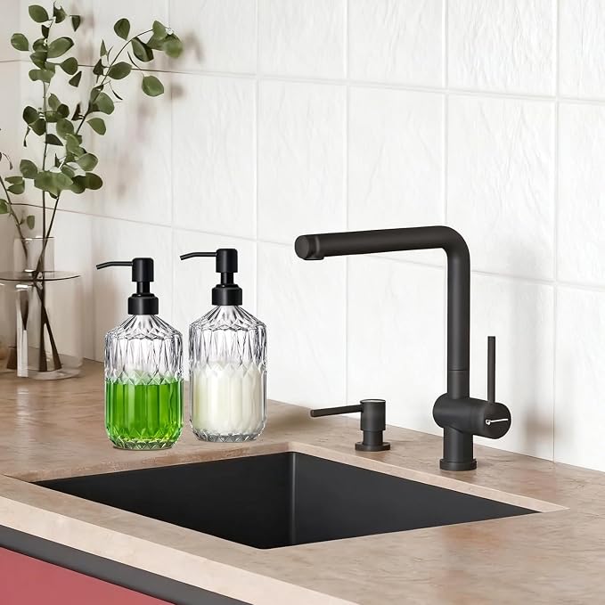 COHOSEGE 17 Oz Clear Glass Kitchen Soap Dispenser - Image 3