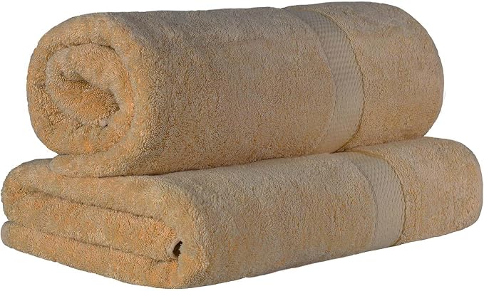 SUPERIOR Egyptian Cotton Pile Heavyweight Bath Sheet, 2 Piece Set, Toast | - Image 2