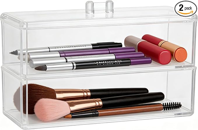 Acrylic Makeup Organizer Cosmetic Storage Display Case Makeup Brush Cotton Ball by KWCollection