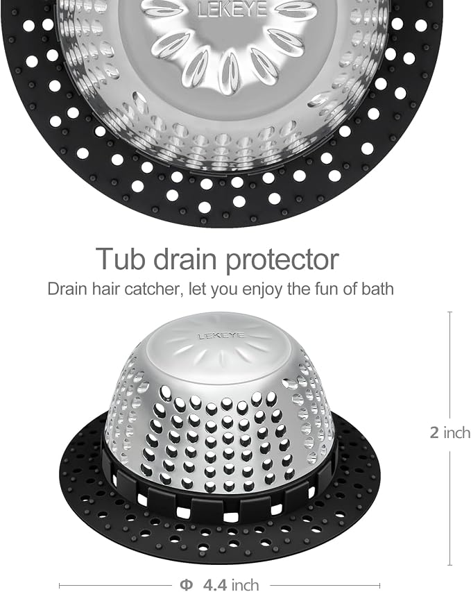 LEKEYE Shower Drain Hair Catcher/Bathtub Drain Cover/Drain Protector - Image 3