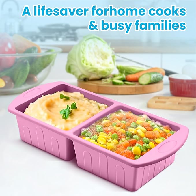 2 Pack Silicone Freezer Trays With Lid For Easy Storage Silicone Soup Freezer Molds 2 Cup ，Perfect For ice cube tray Freezing Broth Sauces Store Leftovers , Leakproof, Easy Release Dishwasher Safe