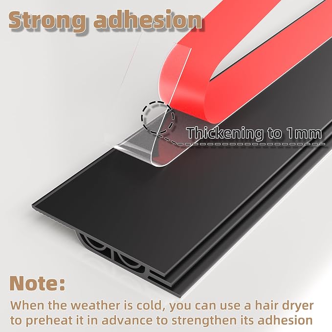 KNEELISA 39" Black Under Door Draft Stopper Interior - Image 3