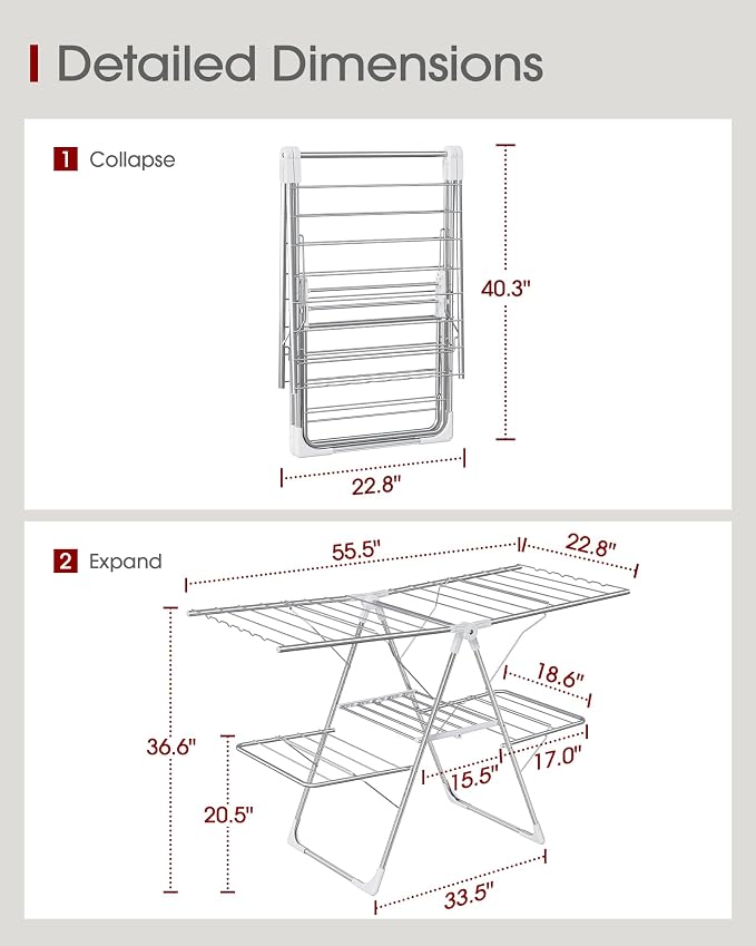 Sakugi Clothes Drying Rack, Foldable 2-Level - Image 2