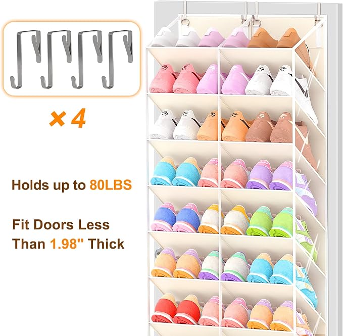 20-30 Pairs Over the Door Shoe Organizer, 10-Tier Door Shoes Rack, Handing - Image 7