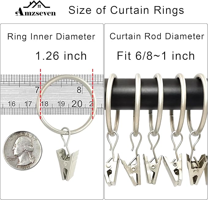 120 Pack Curtain Rings with Clips, Drapery Clips with Rings, Drapes Rings 1.26 - Image 3