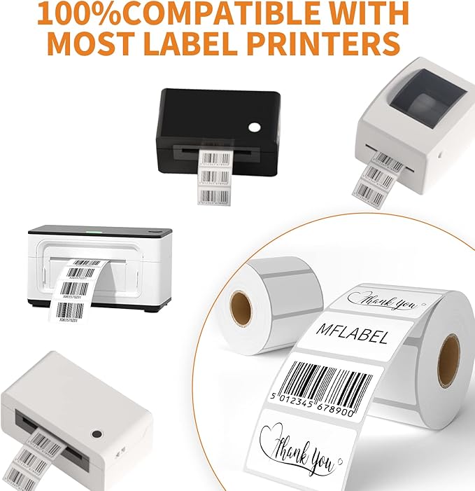 MFLABEL 2-1/4 x 1-1/4 Inch Direct Thermal Perforated Shipping Label, 2.25x1.25 inch Direct Thermal Labels for Barcodes Address，Perforated Shipping Labels (18 Rolls, 1000/Roll)