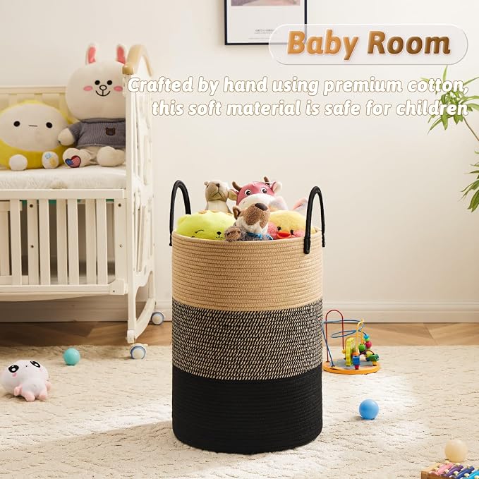 Artfeel Laundry Basket, Woven Cotton Rope Laundry Hamper, 80L - Image 3