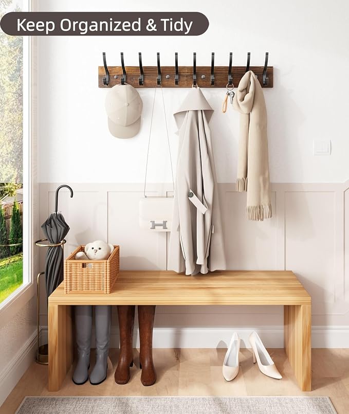 Optish 1 Pack Wooden Coat Rack Wall Mount, 16.1" Rustic Coat Hanger Hooks - Image 5