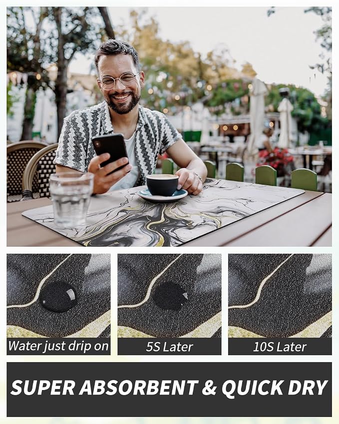 AMOAMI Dish Drying Mat for Kitchen Counter-Coffee Mat Bar Accessories, Hide - Image 4