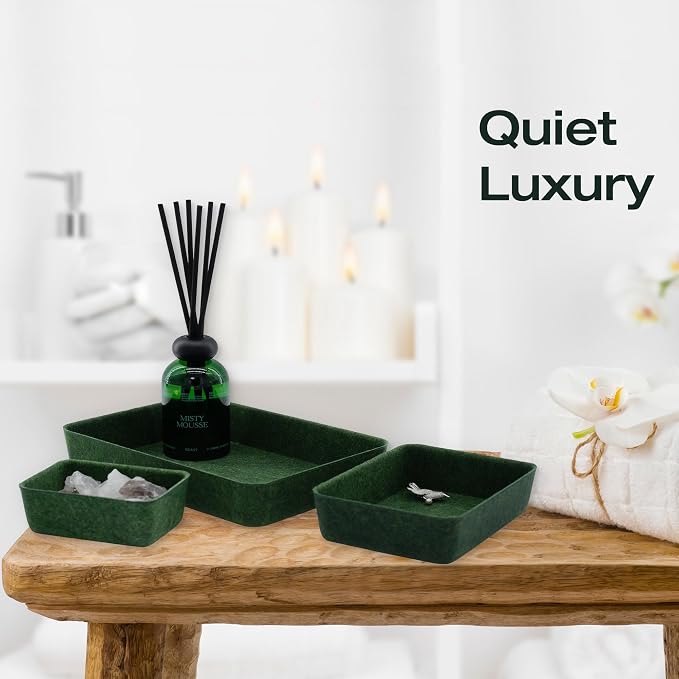 7-Piece Felt Drawer Organizer Bins, Dividers Tray Set, Forest Green - Image 3