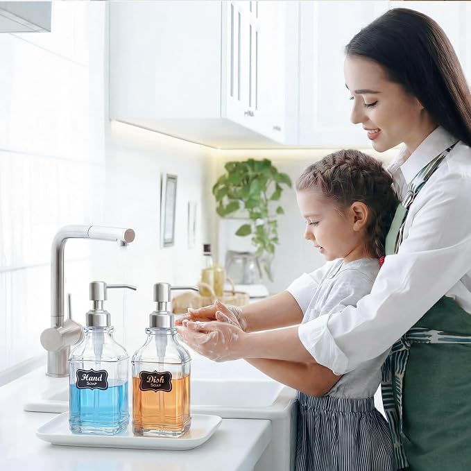 JASAI 2Pack Hand&Dish Glass Soap Dispenser - Image 3