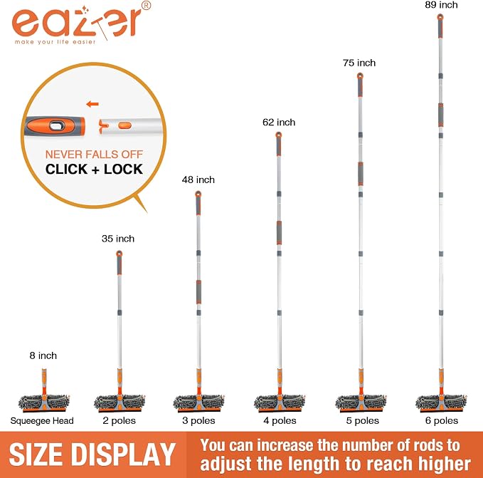 Eazer 89'' Squeegee Window Cleaner 2 in 1 Rotatable Window Cleaning Tool Kit - Image 4