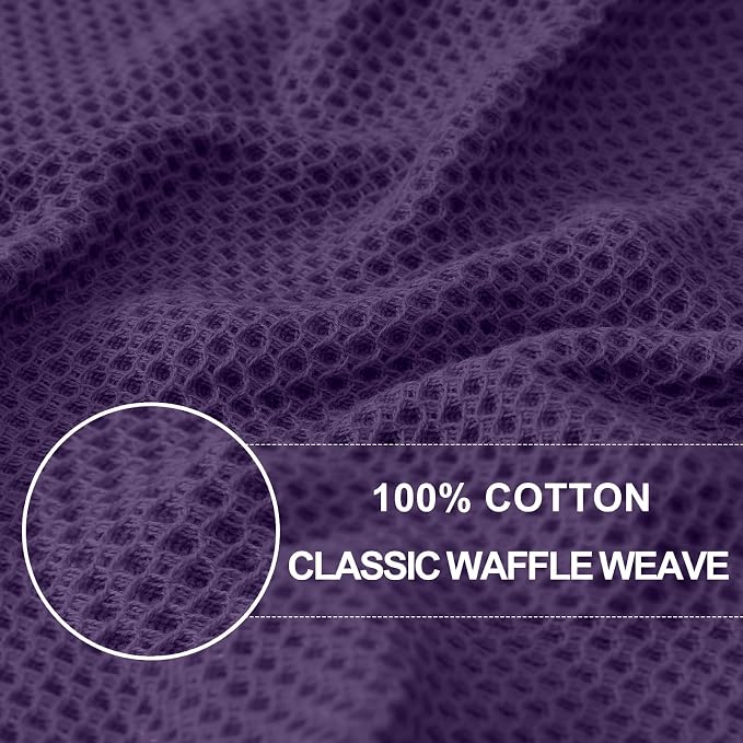 Homaxy 100% Cotton Waffle Weave Kitchen Dish Towels 8-Pack, Eggplant | 13 x 28 - Image 2