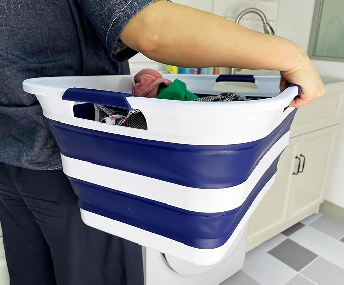 SAMMART 42 Collapsible Plastic Laundry Basket, Foldable Pop Up Storage - Image 7