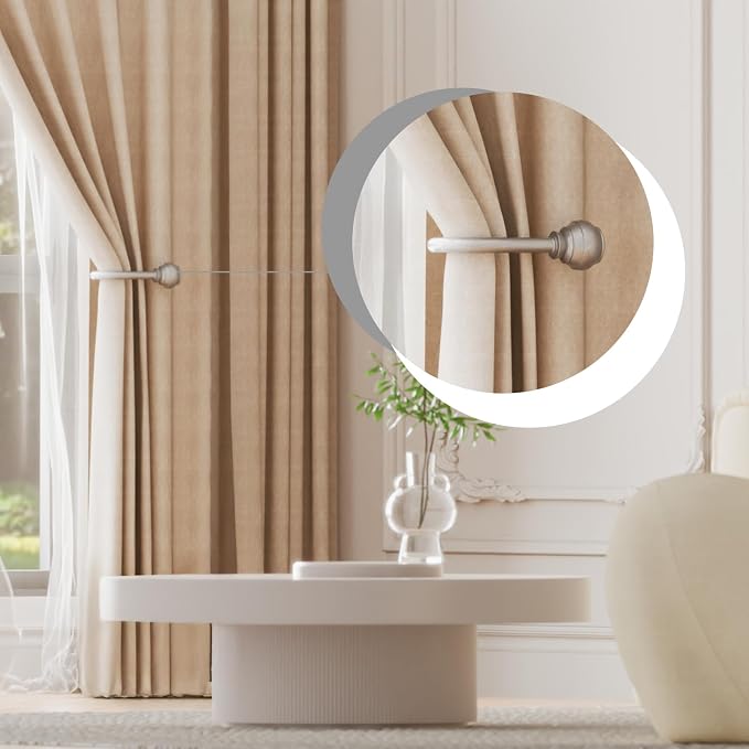 Hion Curtain Holdbacks Silver 4pcs, Curtain Tiebacks Wall Mounted Hooks | - Image 4