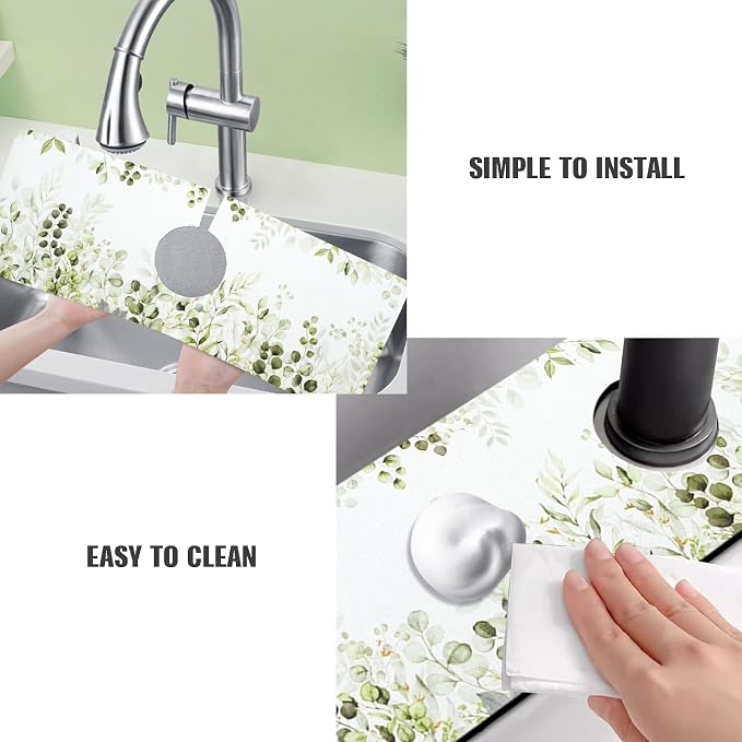 Sink Faucet Absorbing Mat, 2 Pack Drying Mat Around Faucet Sink Splash Guard - Image 4