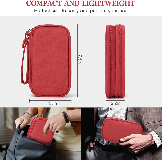 FYY Electronic Organizer, Travel Tech Pouch Bag, Cable Organizer Red | Wrist - Image 2