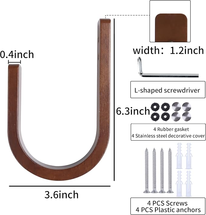2 Pack Curtain Tiebacks & Holdbacks Wood Curtain Holder, Coffee | Natural Wood - Image 4