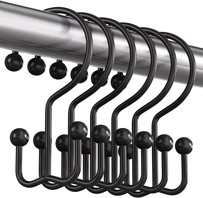 Bathway Shower Curtain Hooks Matte Black Shower Curtain Rings, Metal Shower - Image 9
