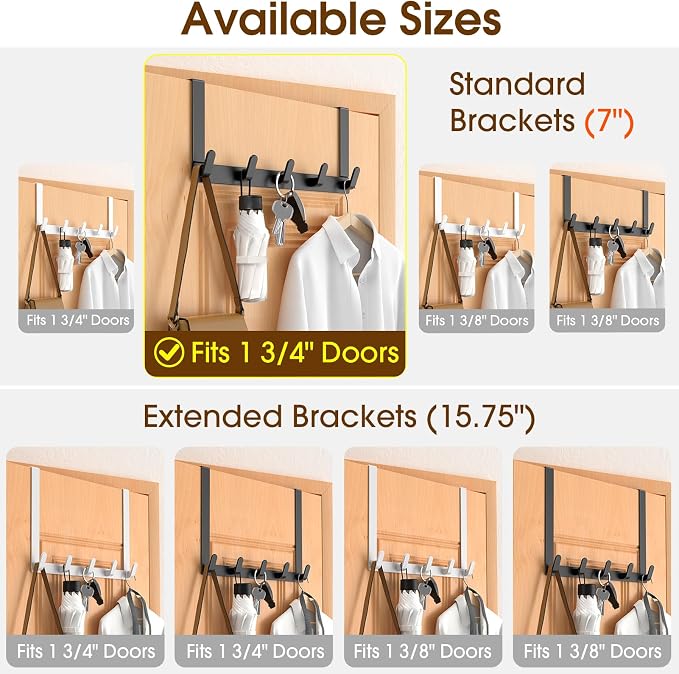 Over The Door Hooks Hanger, Heavy Duty Rack - Image 2