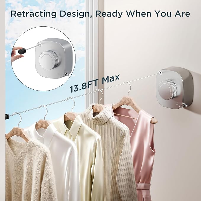 FORIOUS 13.8 Ft Retractable Clothesline, Non-Sagging - Image 2