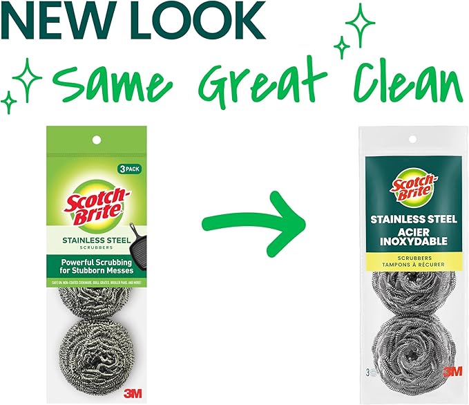 Scotch-Brite Stainless Steel Scrubbers, 3 Pack | Scouring Pads - Image 2