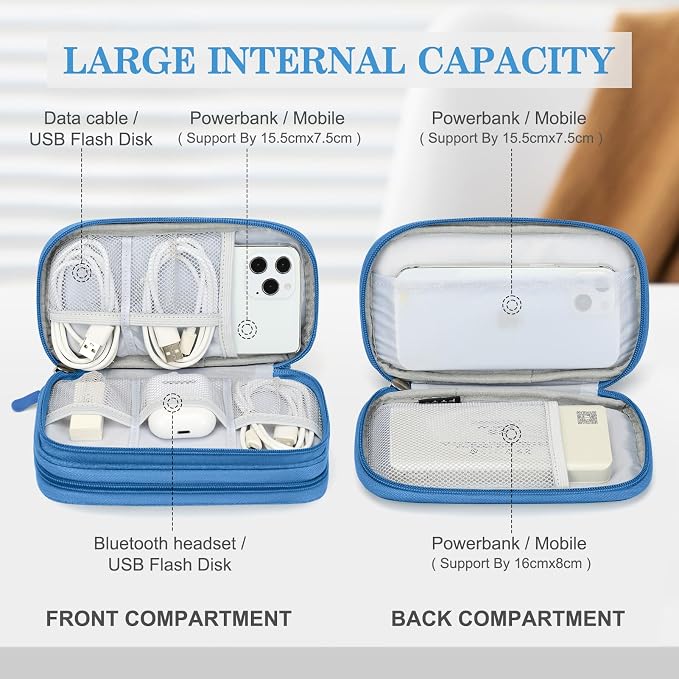 FYY Electronic Organizer, Travel Tech Pouch Bag, Cable Organizer Cyan | Wrist - Image 3