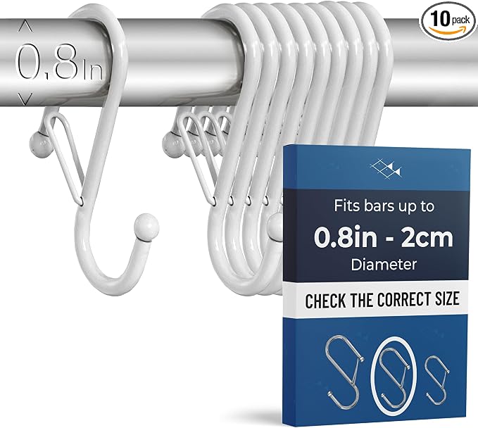 10-Pack Metal S Hooks for Hanging – Heavy-Duty S-Shaped Hooks by BLAUMARIT%C3%89