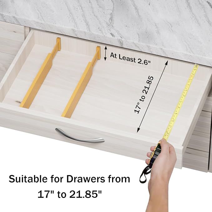 Bamboo Drawer Dividers Organizers, 2.56" High, 8 Pack | Expandable Separators - Image 5