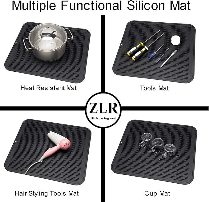 ZLR 2 Pcs Heavy-Duty Silicone Dish Drying Mat - Image 5
