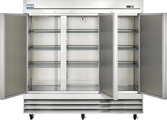 Kratos Commercial Freezer- 3- Solid Door Reach-In, Stainless Steel Exterior, 81" W (67K-006)