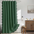MIULEE 72"x84" Extra Long Scalloped Linen Shower Curtain Dark Green by MIULEE