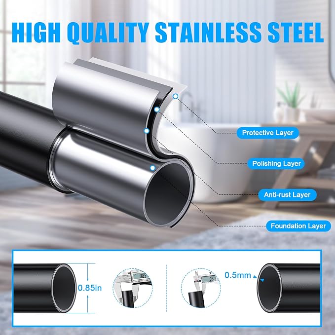 TEECK Shower Curtain Rod, 32-80 inch Adjustable Spring Tension Curtain Rod - Image 4