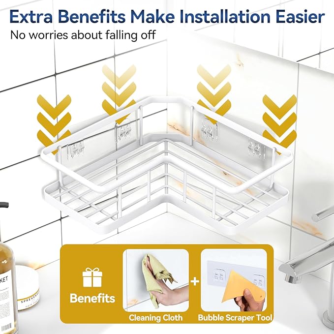 YASONIC Corner Shower Caddy Adhesive, 100% Rustproof Shower Organizer, No Drill - Image 5