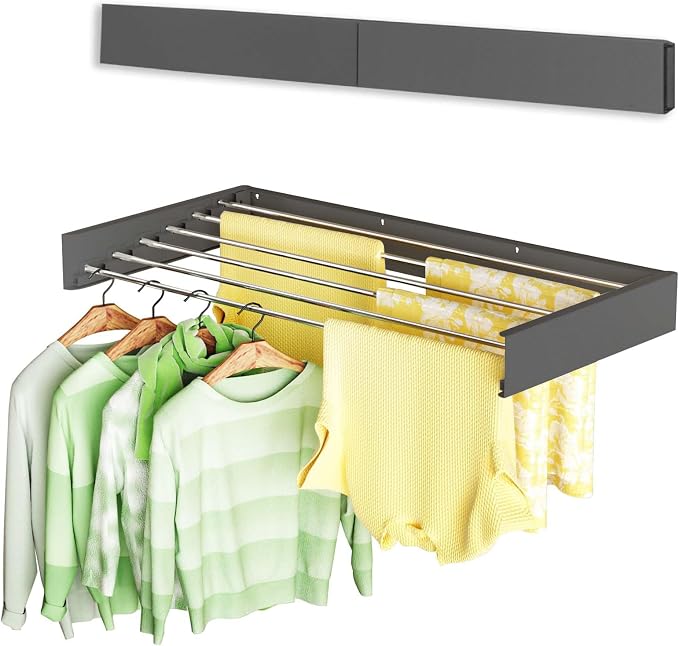 Vikaqi Wall Mounted Clothes Drying Rack 40", Foldable Wall Mount Laundry Rack by DiscovertheEleganceofAir-drying