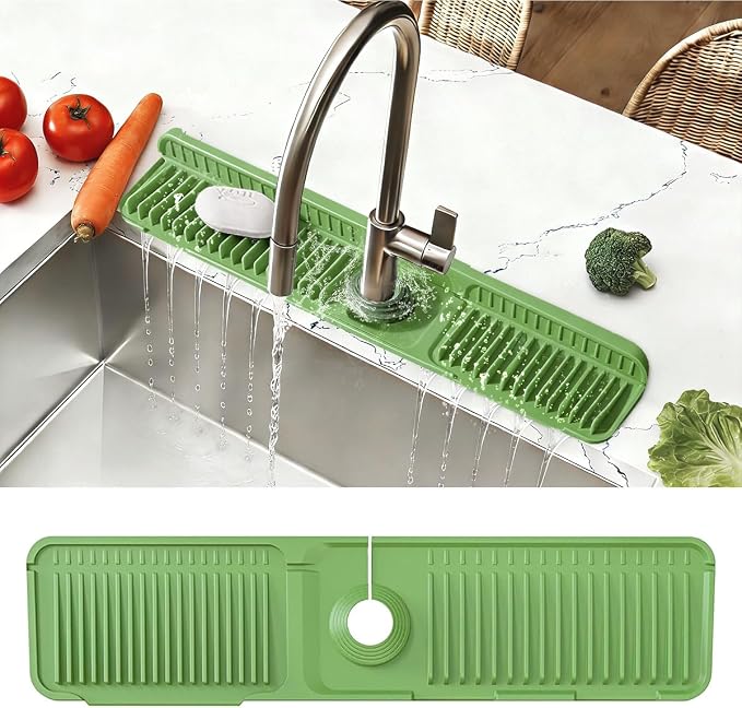 24 Inch Silicone Faucet Mat for Kitchen Sink Splash Guard Folding Faucet Mat by KicthMap