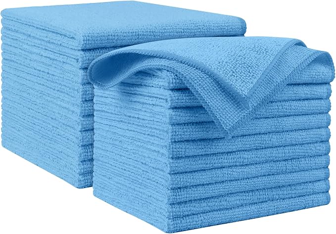 AIDEA Microfiber Cleaning Cloth Blue 20PK, Cleaning Rags 12×12" | Microfiber by AIDEAHOME