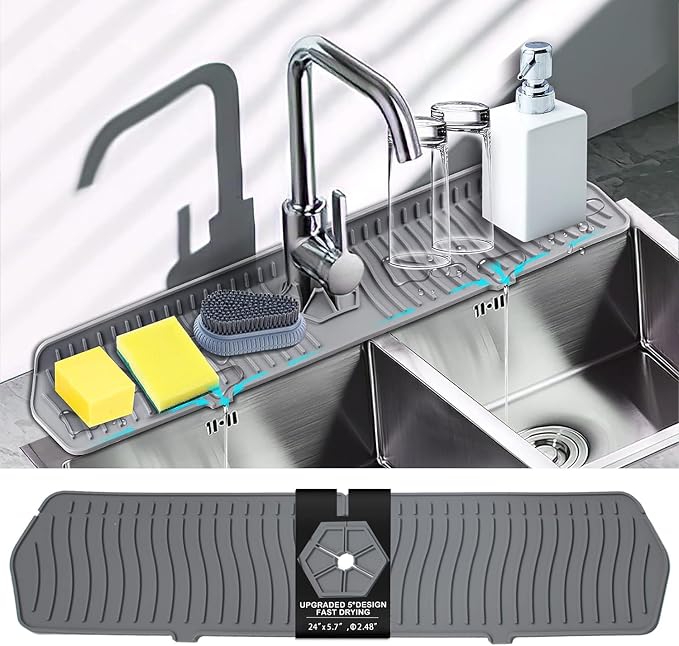 Kitchen Faucet Sink Splash Guard, Sink Draining Pad Behind Faucet, Rubber by Aynuma
