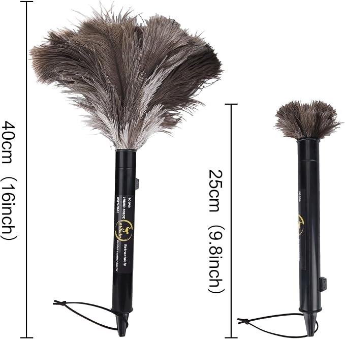 Aldwin Ostrich Feather Duster Retractable 16 inch, 2 Pack | Genuine Fluffy - Image 2