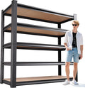 Garage Shelving 5-Tier Adjustable Metal Garage Shelves Heavy Duty Unit,3000 LBS Steel Shelf Storage Rack Suitable for Industries,Warehouses,Basement,Black(Wood-72'H x 45.7''W x 19.7''D)