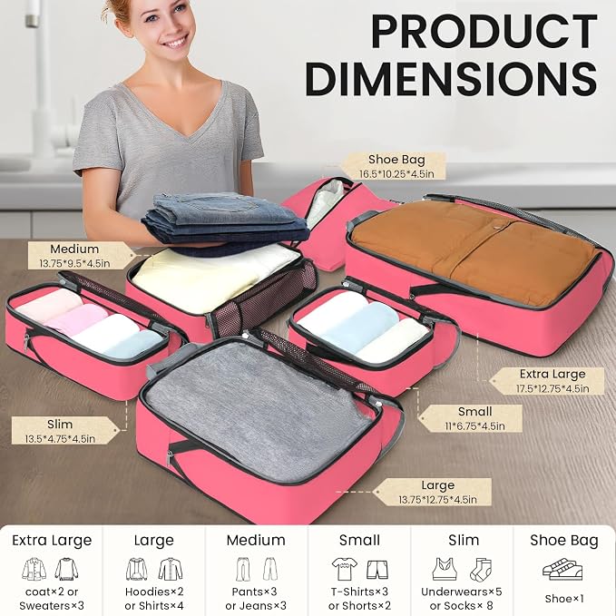 BAGAIL 4 Set/6 Set/8 Set Compression Packing Cubes Travel Accessories - Image 2