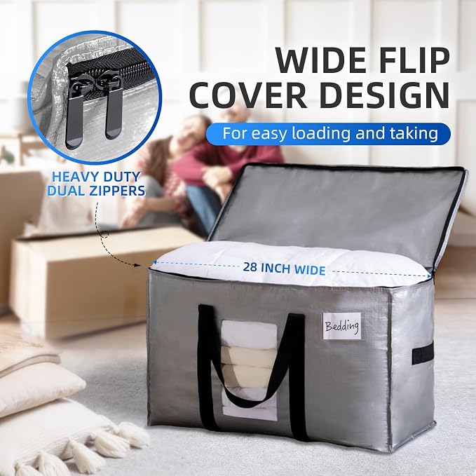 TAILI 2 Pack Silver Extra Large Moving Bags, Storage Bag - Image 4