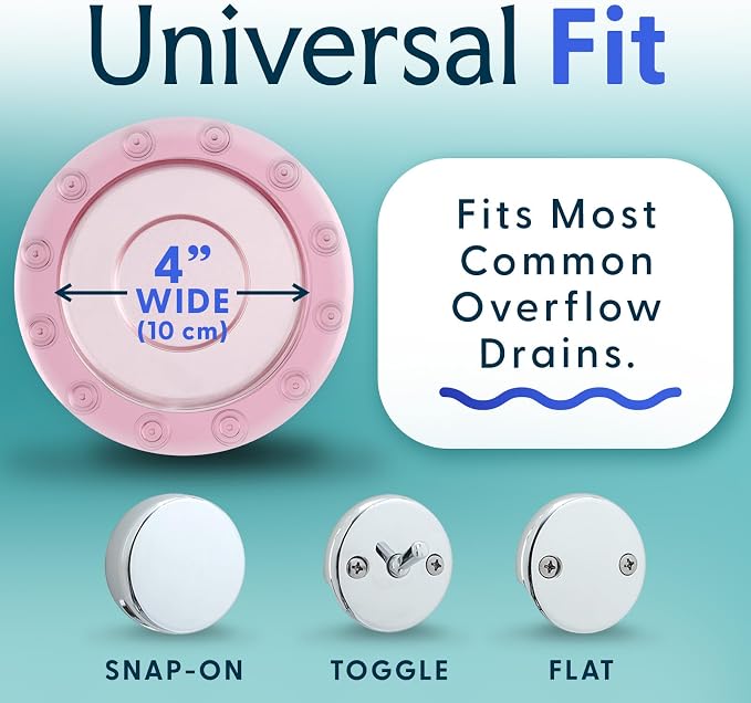 SlipX Solutions Bottomless Bath Overflow Drain Cover Accessory, Coral | Adds - Image 4