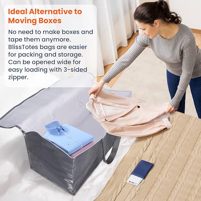 BlissTotes Large Moving Bags, Storage Bags, 125L-6 Pack | Moving Bags - Image 4