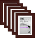 Americanflat 5x7 Picture Frame with Polished Plexiglass - Set of 5 - Use as 4x6 Frame with Mat or Display 5x7 Photo Without Mat - Galleria Collection - Picture Frames for Tabletop and Wall - Mahogany