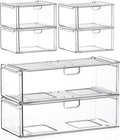 caktraie 6-Pack Acrylic Stackable Storage Drawers by shoeboxesanddeskorganizers