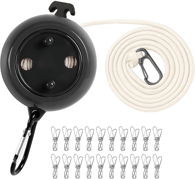 Portable Travel Clothesline Cord, Adjustable 33ft Camping Clothes line by CenYouful